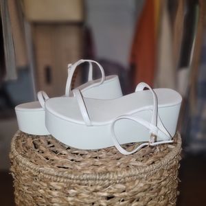 White platform wedges